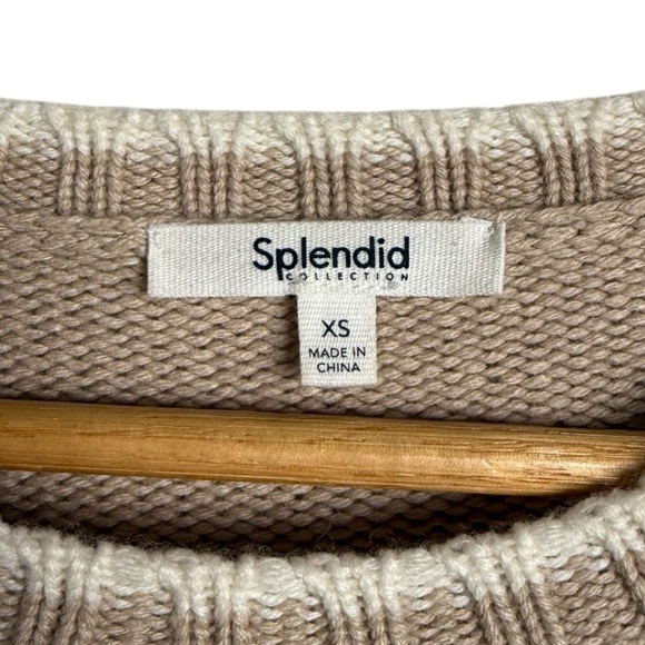 Splendid Mally Colorblock Star Knit Pullover Sweater Women’s Size XS Cream Gray - Picture 7 of 8